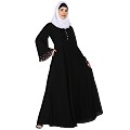 Fashionable Umbrella abaya with embroidery work - Black